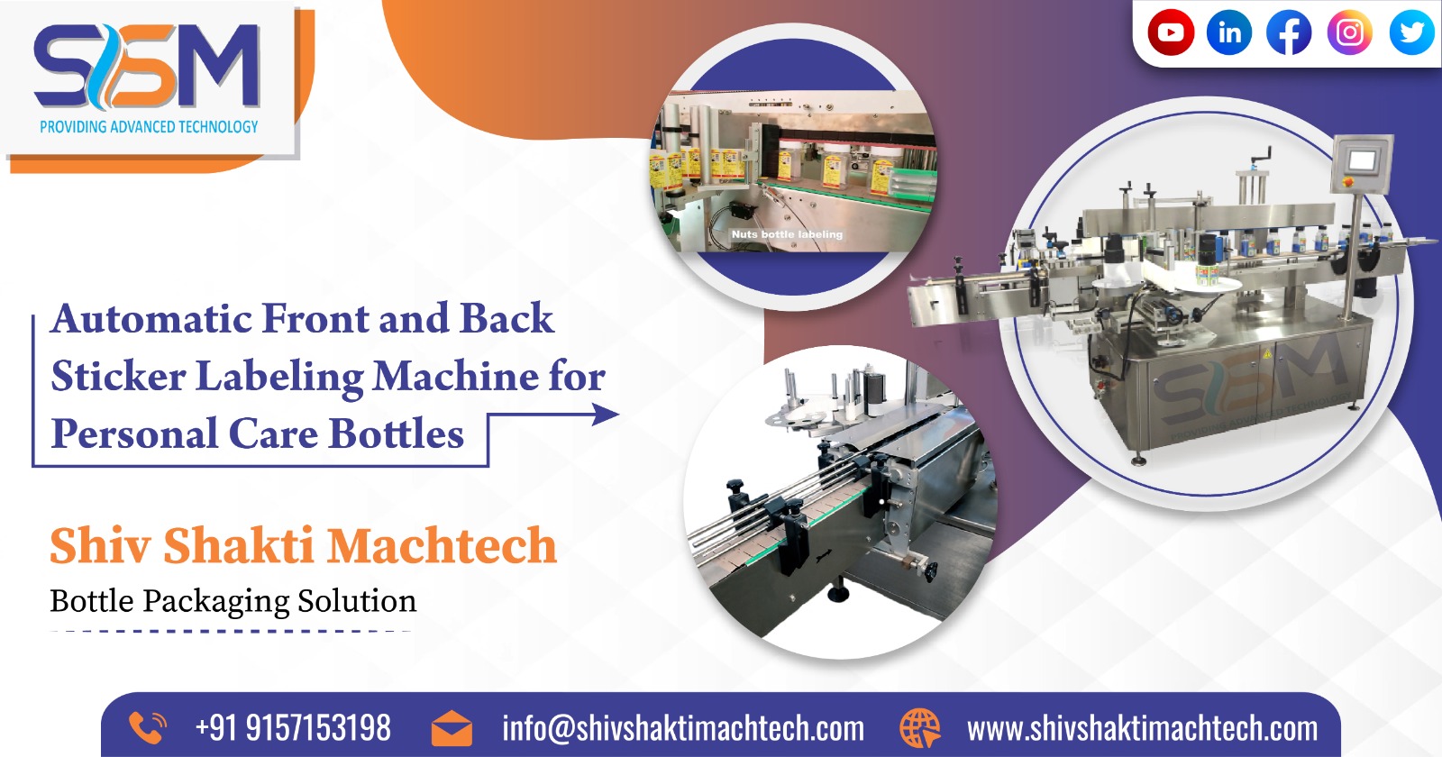 Automatic Front and Back Sticker Labeling Machine for Personal Care Bottles