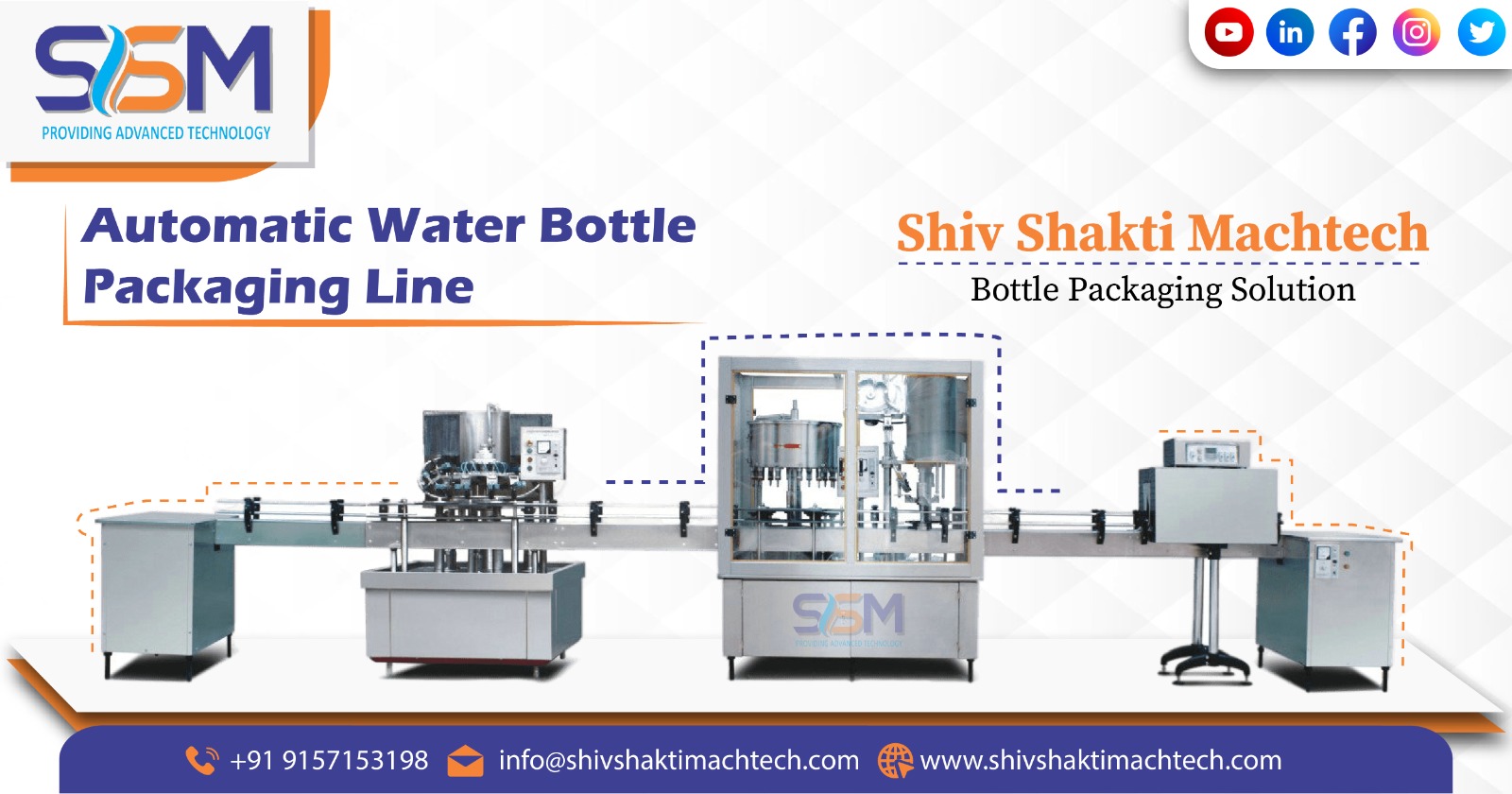 Which machines are required for water bottle packaging?