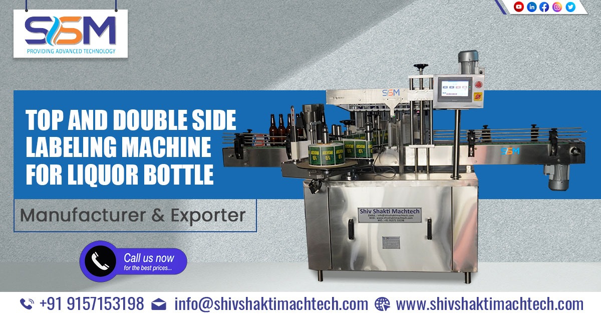 Top and Double Side Labeling Machine for Liquor Bottle