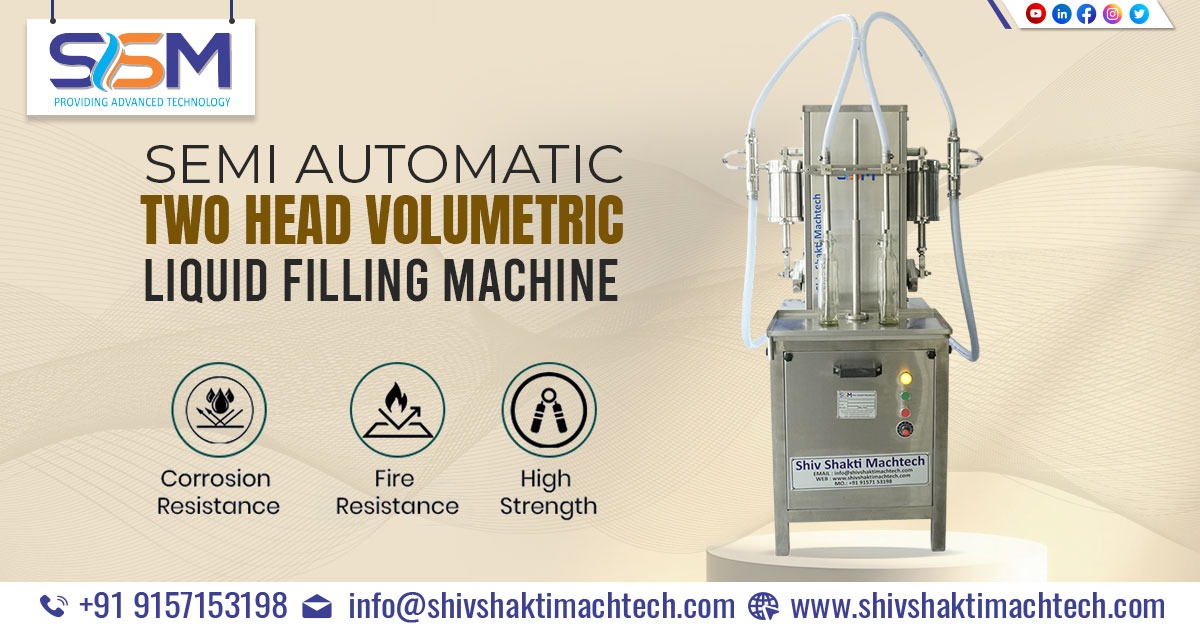 Semi-Automatic Two Head Volumetric Liquid Filling Machine