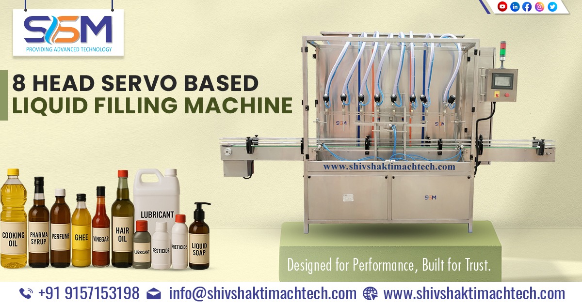 8 Head Servo Based Liquid Filling Machine India