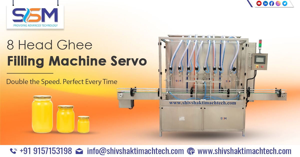 8 Head Servo Ghee Filling Machine