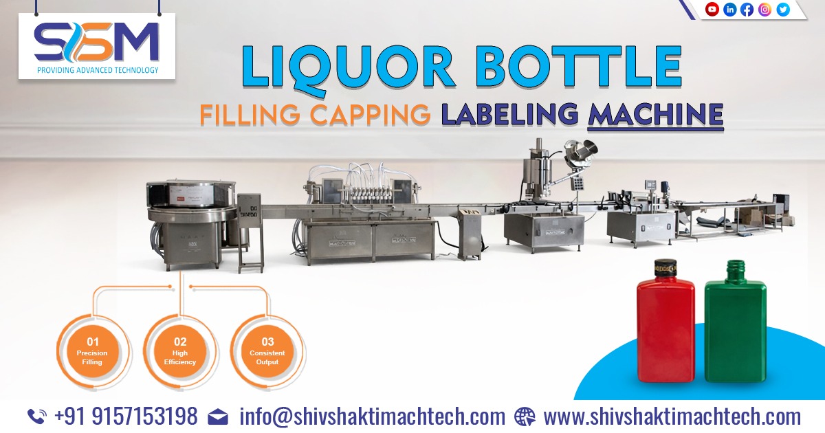 Liquor Bottle Filling Capping Labelling Machine