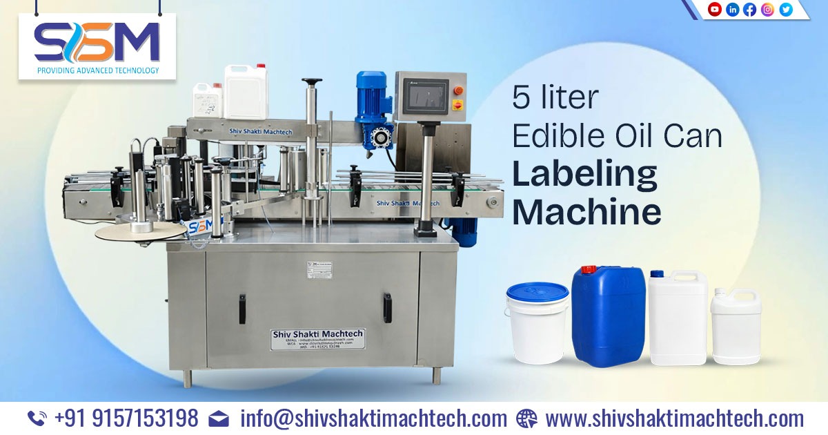 5 Litre Edible Oil Can Labelling Machine