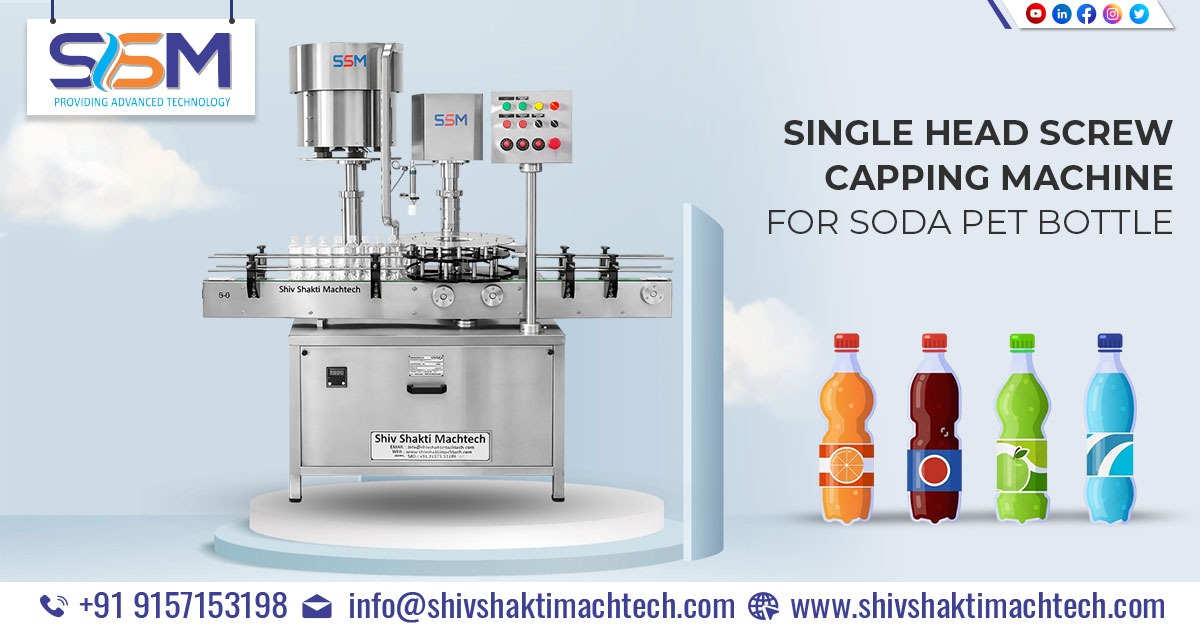 Single Head Soda Bottle Screw Capping Machine Supplied to Jamnagar, Gujarat