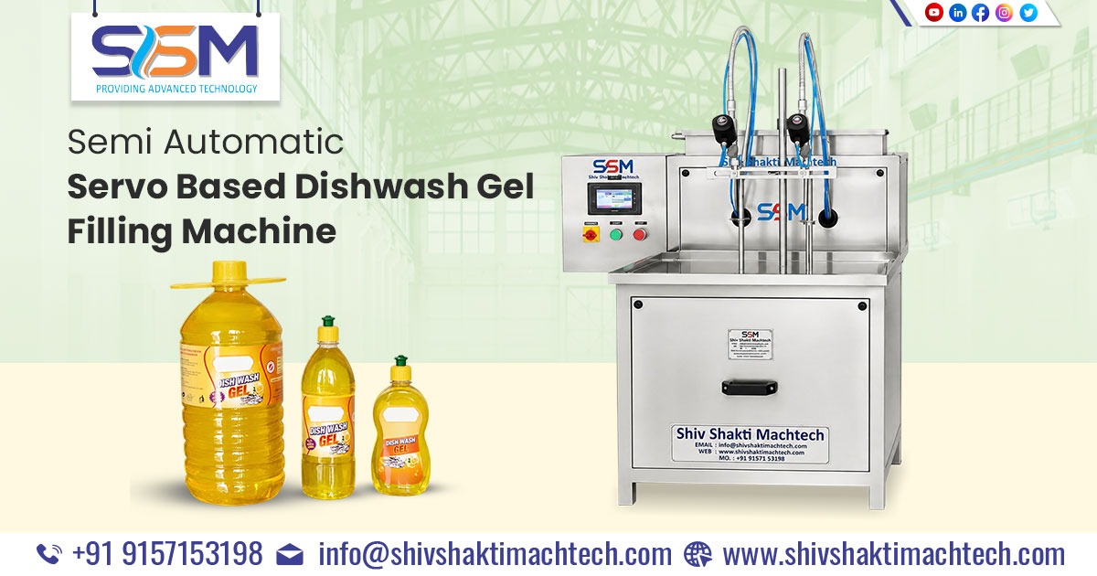 Semi Automatic Servo Based Dishwash Gel Filling Machine