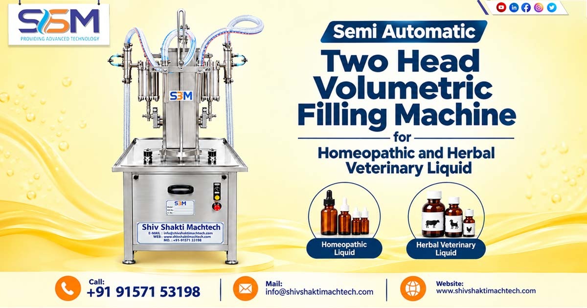 Semi Automatic Two Head Volumetric Liquid Filling Machine Supplied to Sirsa, Haryana